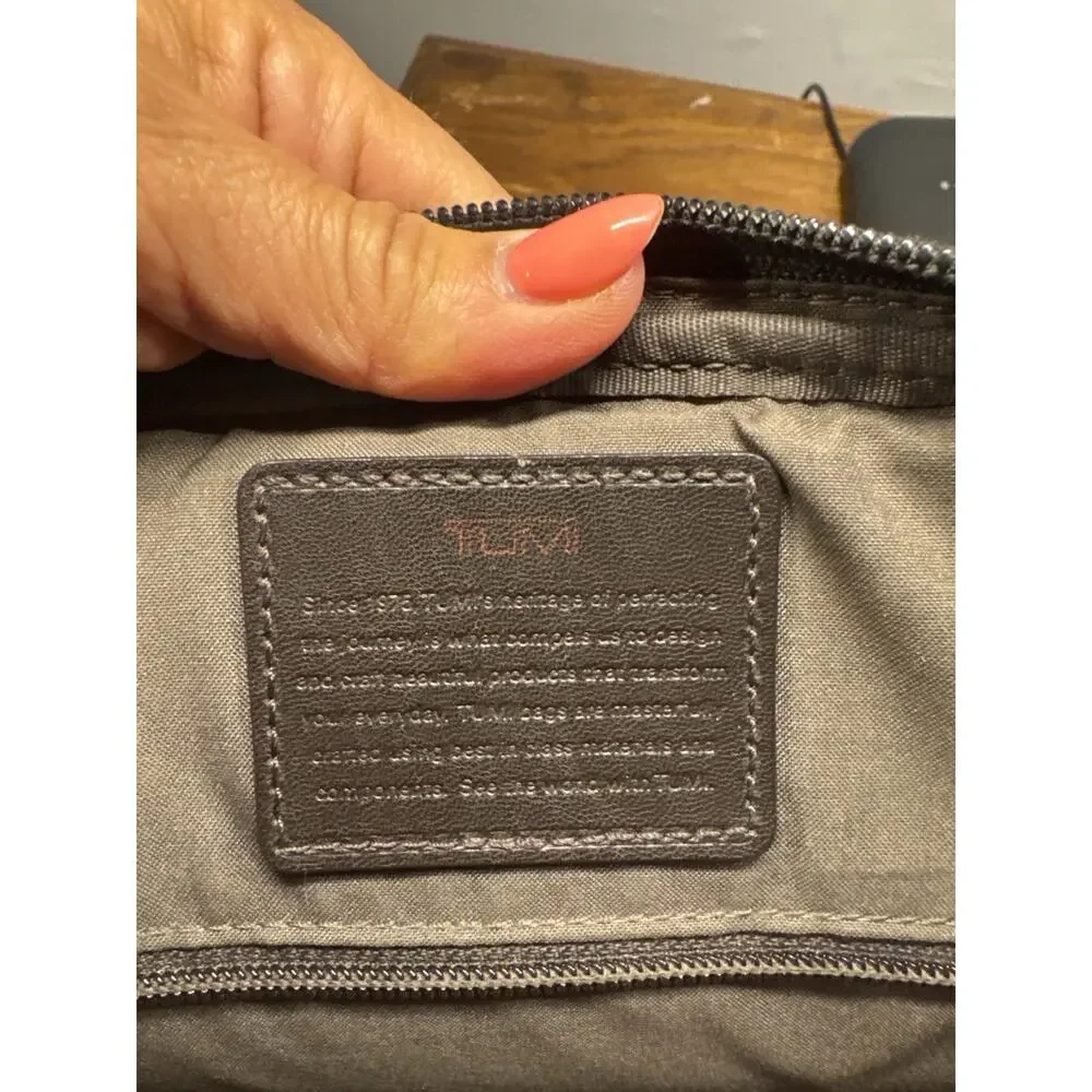 Tumi Black Nylon Briefcase with Leather Trim and Detachable Strap